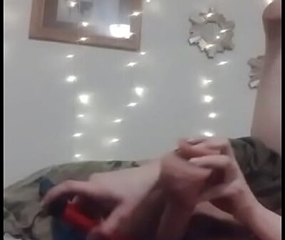 Slut fucking both her holes with dildos