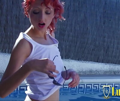 Redhead skinny teen Justine fucked in the ass